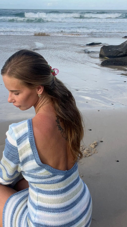 Blue Striped Beach Dress Shell And Shore