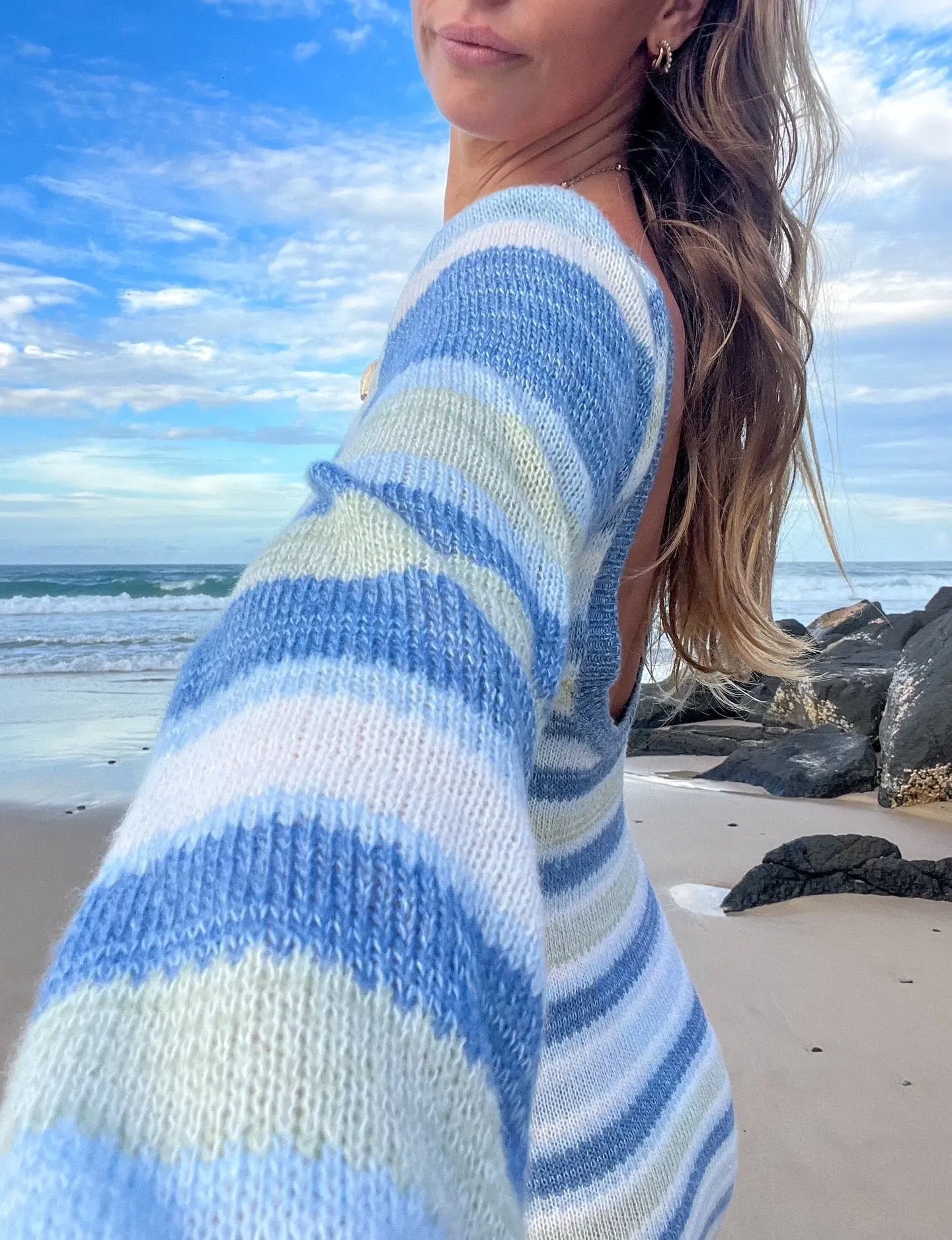 Blue Striped Beach Dress Shell And Shore