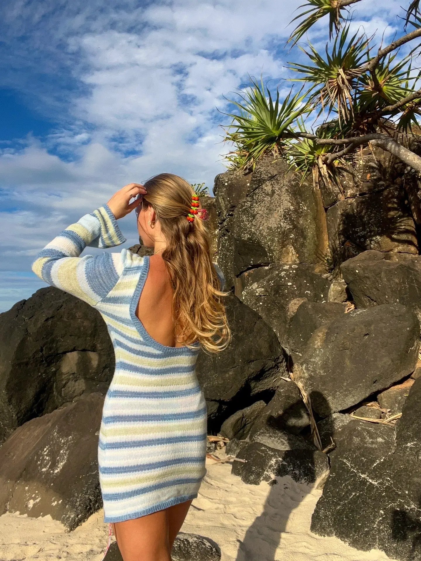 Blue Striped Beach Dress Shell And Shore