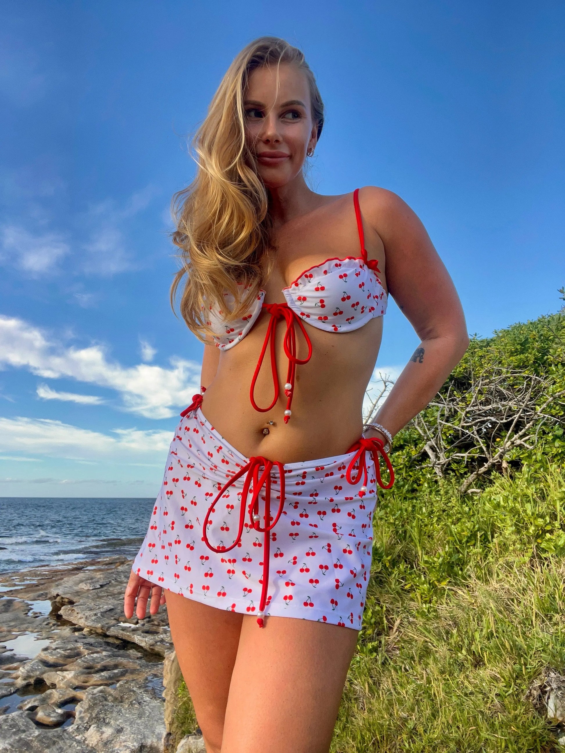 Cherry Bikini Top Shell And Shore