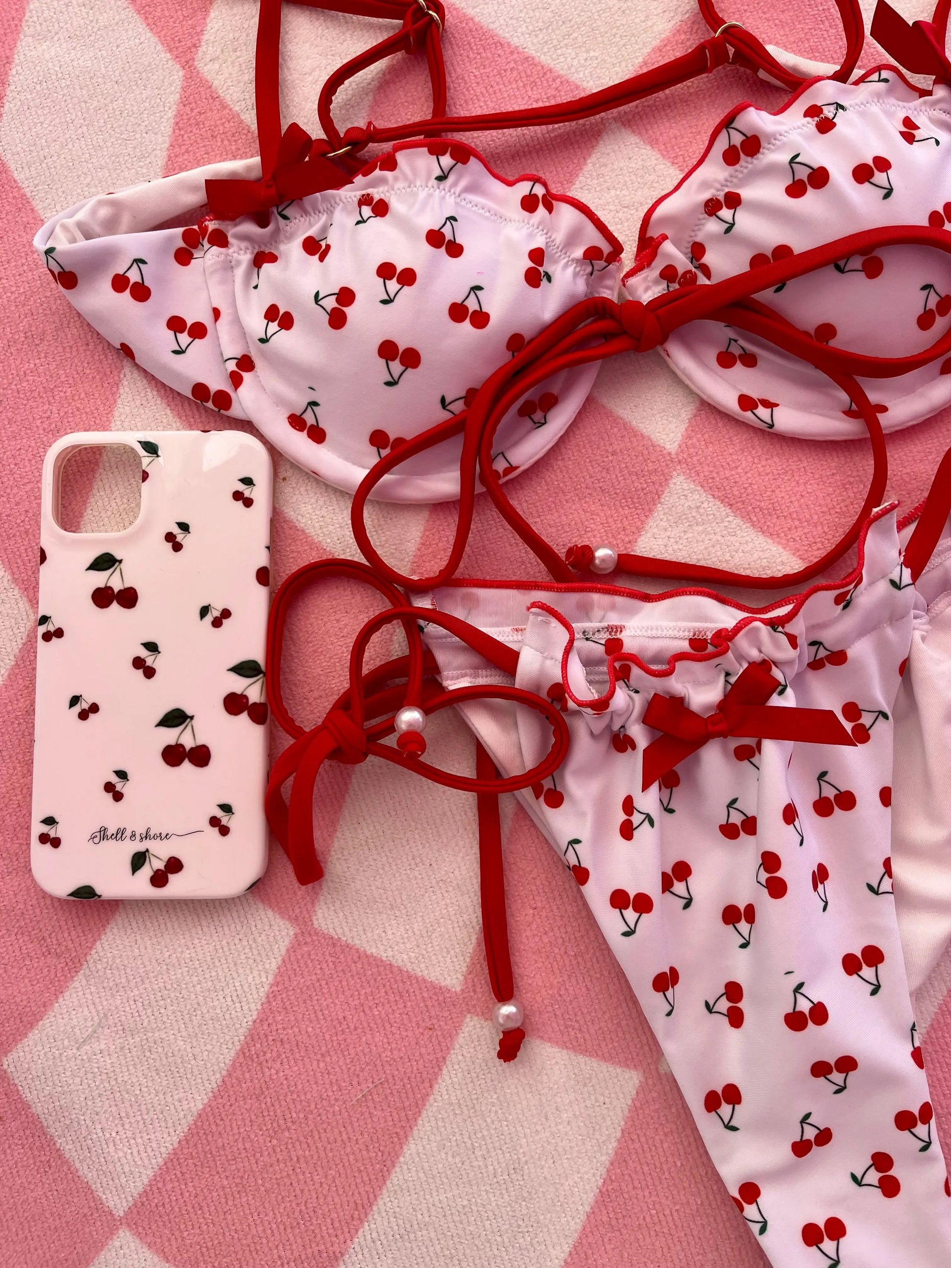 Cherry Bikini Top Shell And Shore