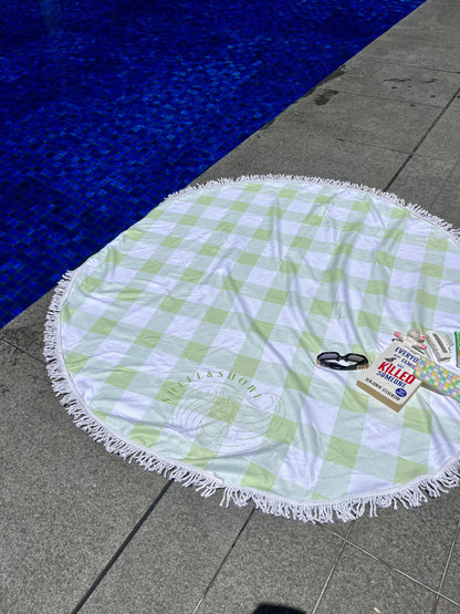 Green Gingham Beach Towel Shell And Shore