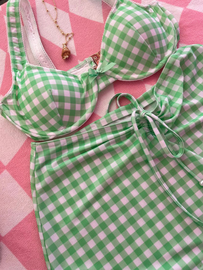 Green Gingham Swim Skirt Shell And Shore