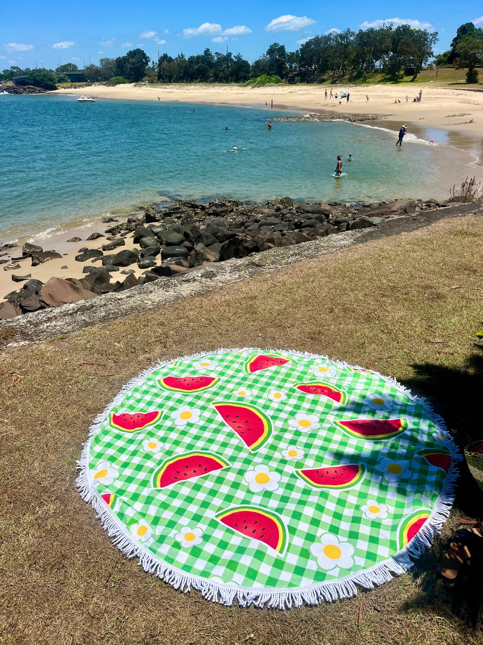 Green Gingham and Watermelons Shell And Shore