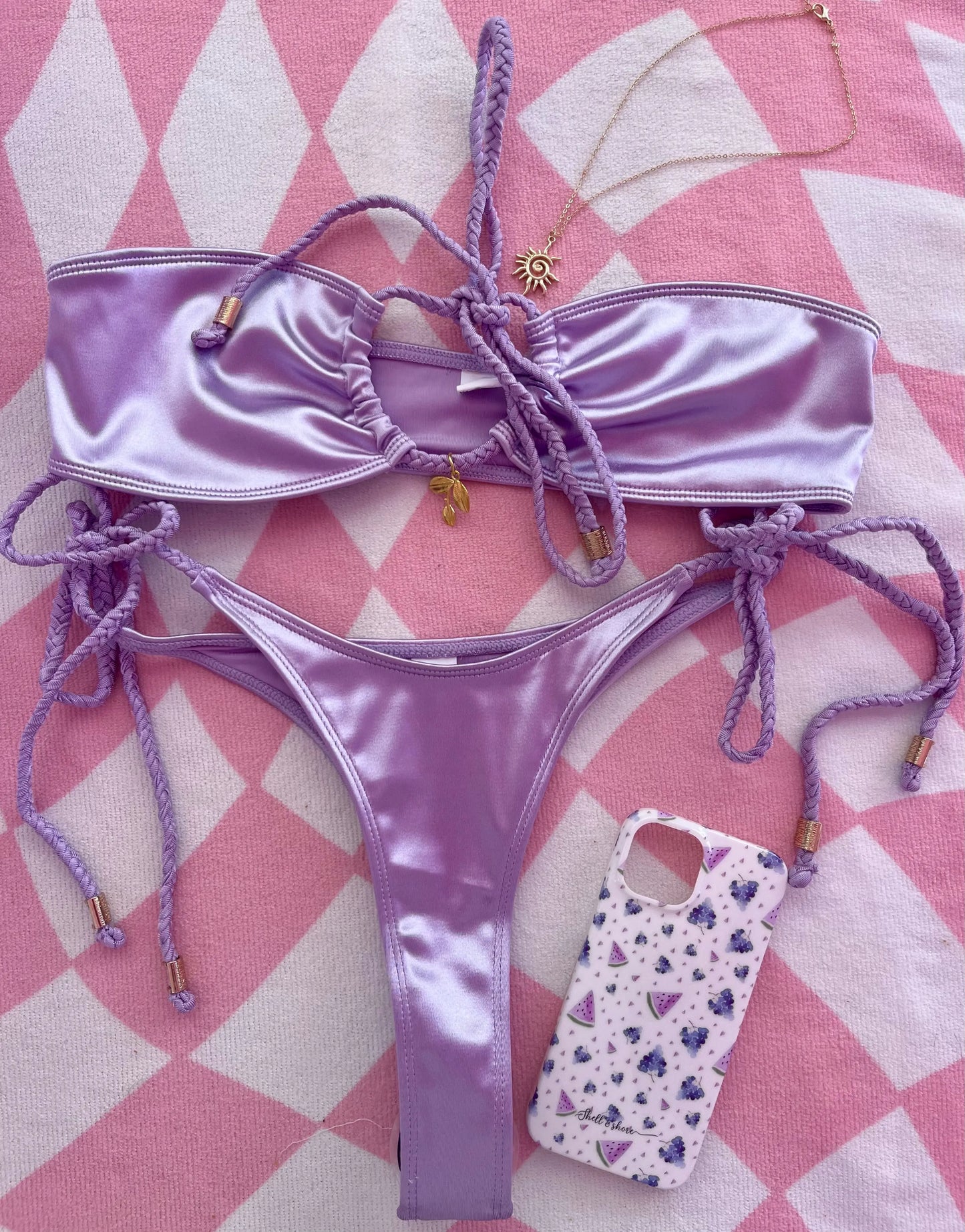 Luxury Purple Bikini Bottom Shell And Shore