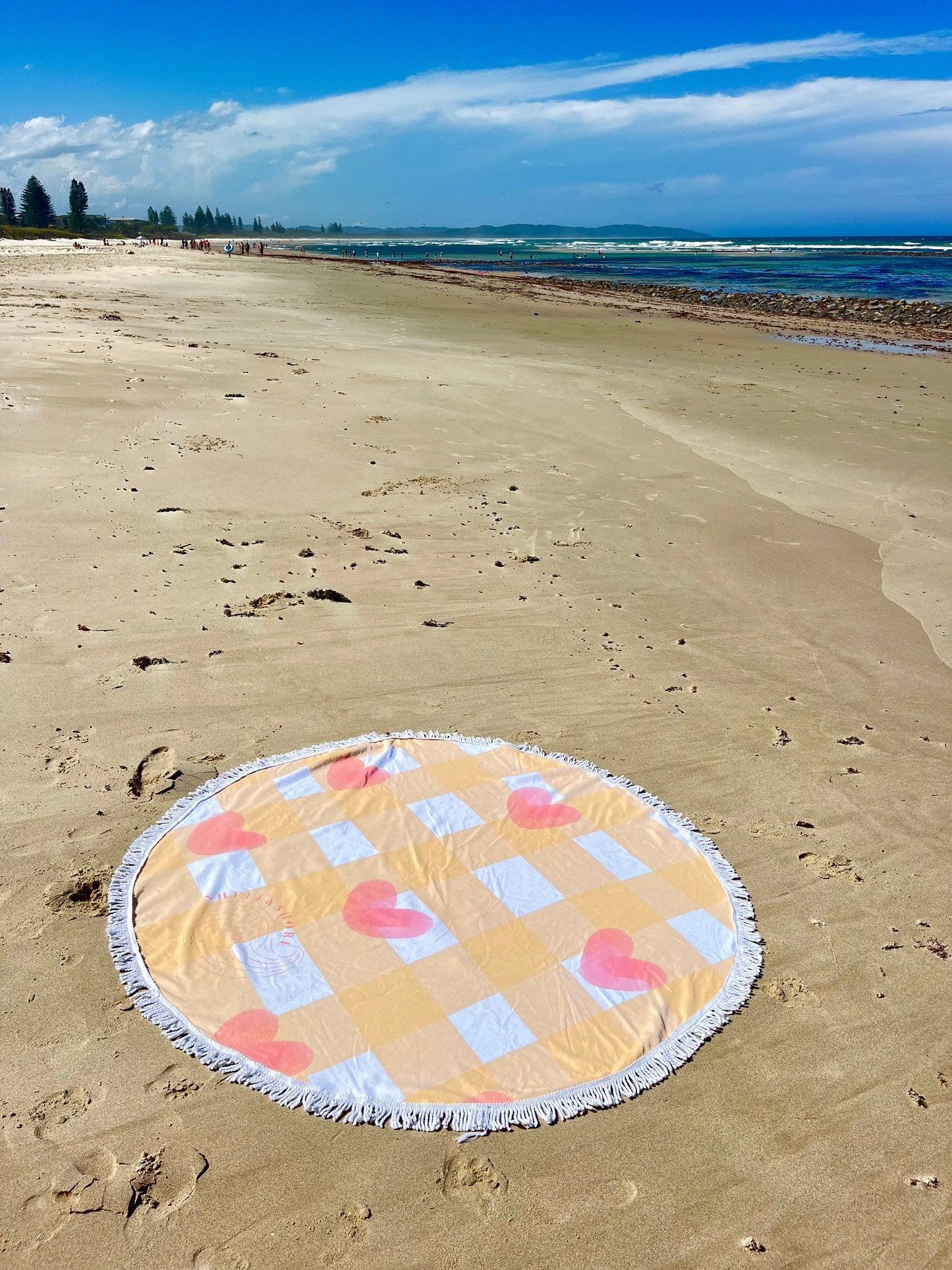 Neon Hearts Beach Towel Shell And Shore