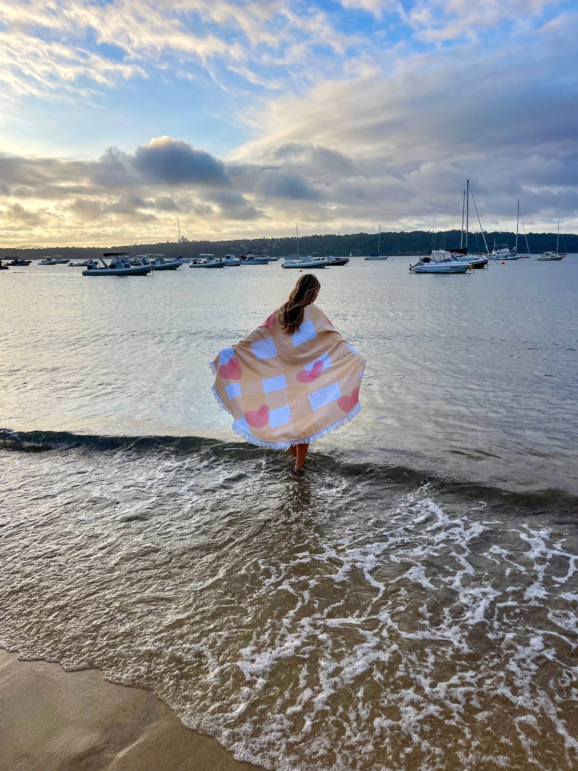 Neon Hearts Beach Towel Shell And Shore