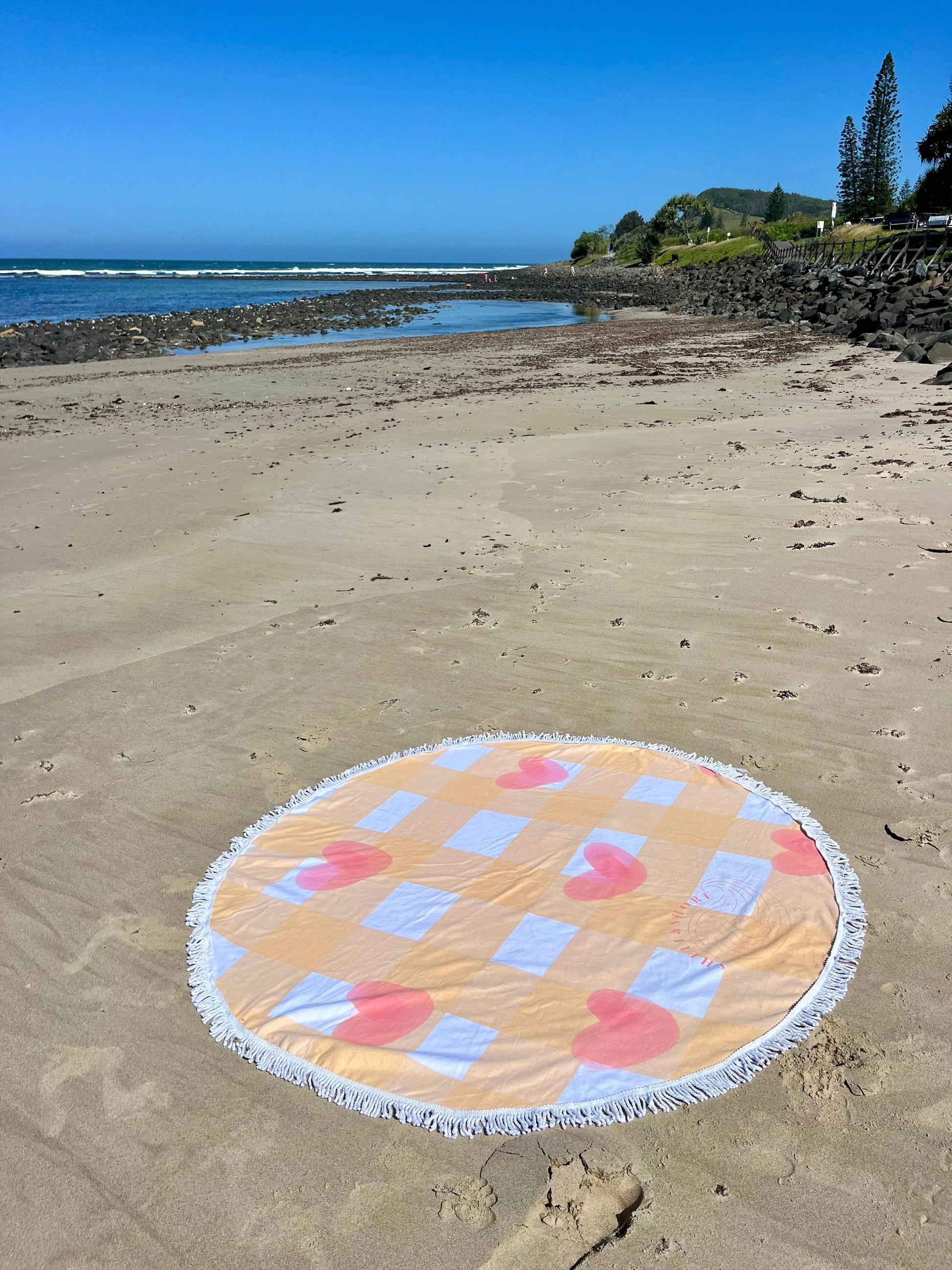 Neon Hearts Beach Towel Shell And Shore