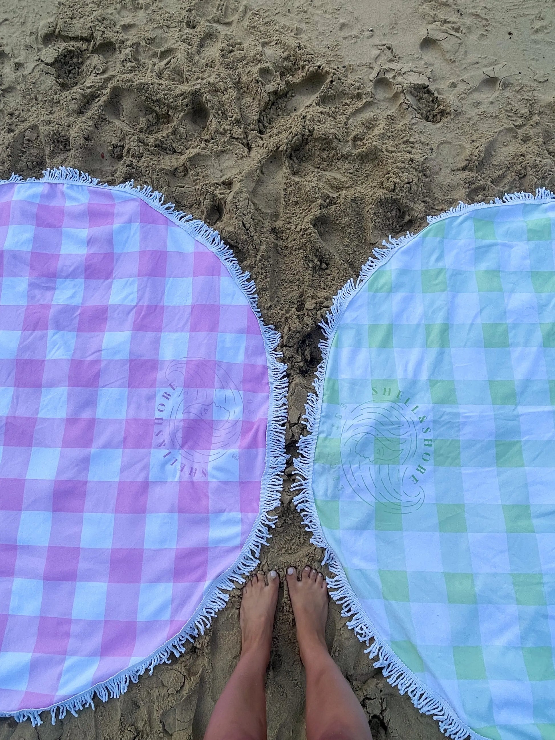 Pink Gingham Beach Towel Shell And Shore