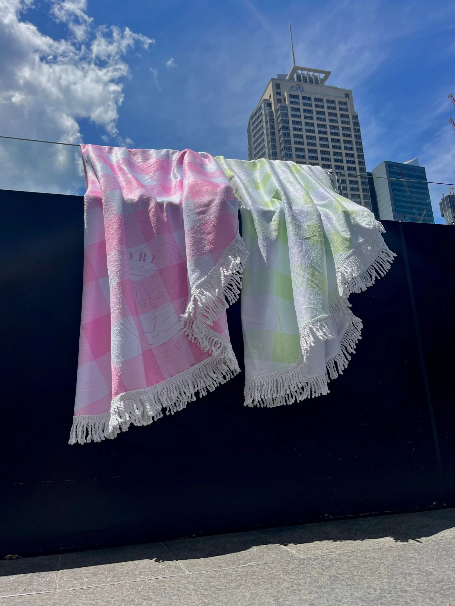 Pink Gingham Beach Towel Shell And Shore