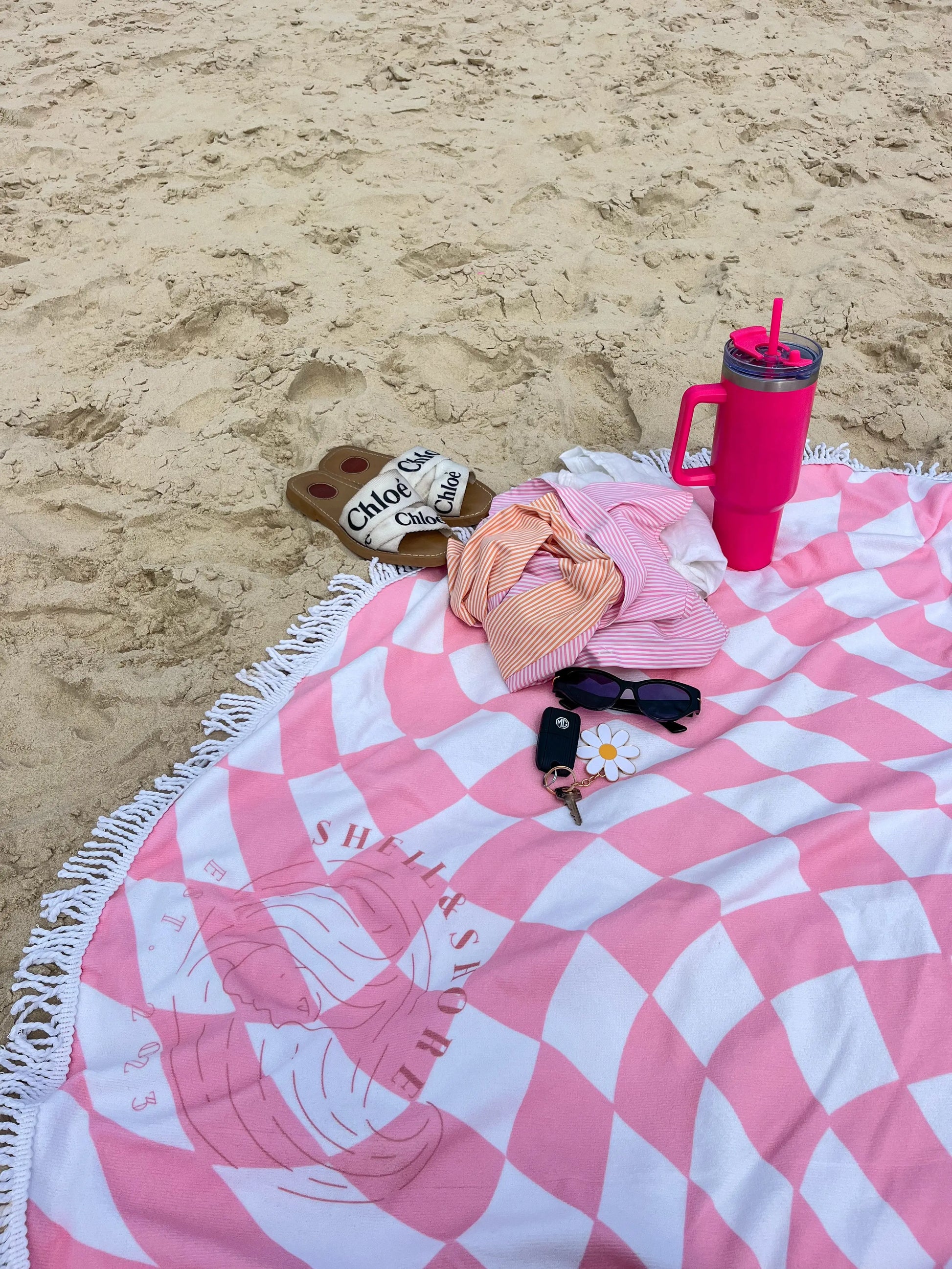 Pink Illusions Towel Shell And Shore