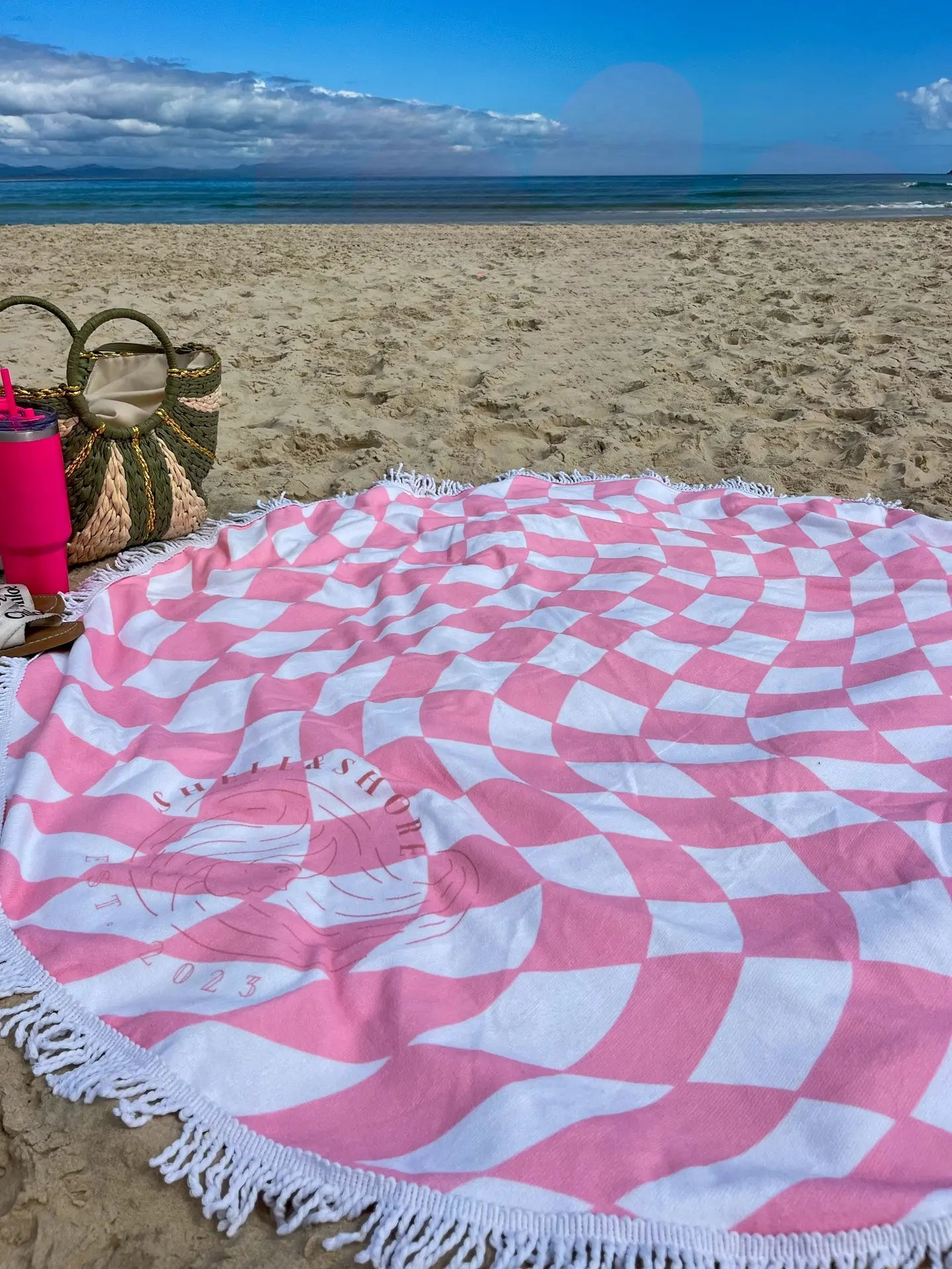 Pink Illusions Towel Shell And Shore