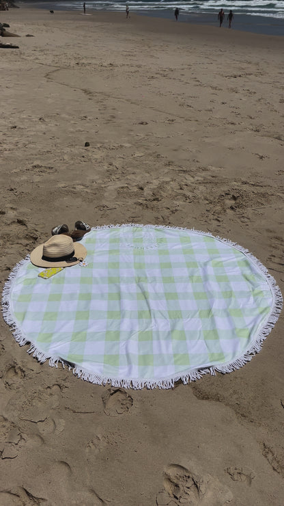 Green Gingham Beach Towel