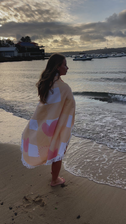 Neon Hearts Beach Towel